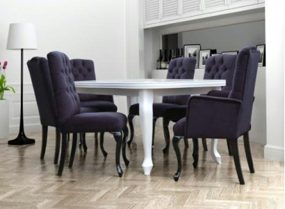 6x Chesterfield Sessel Lehn Textil Sitz Polster Stuhl Designer Esszimmer Stühle